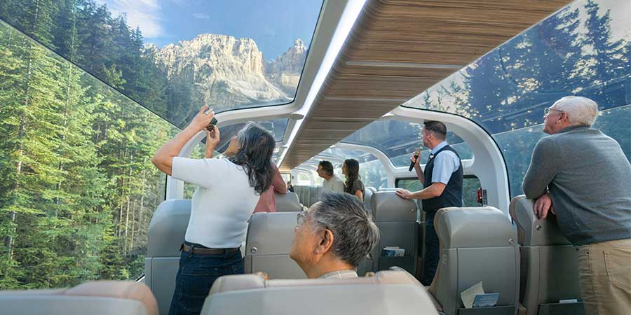 Admiring the scenery on the renowned Rocky Mountaineer